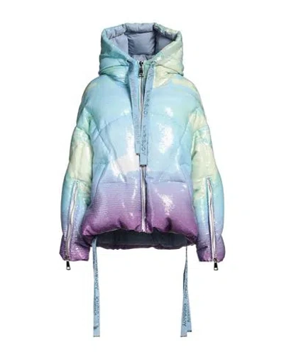 Khrisjoy Woman Puffer Sky Blue Size 00 Polyester In Gold