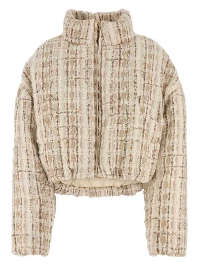 KHRISJOY WOMEN'S EMBROIDERED TWEED DOWN JACKET