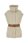 Khrisjoy Sand Knit Sleeveless New Iconic Down Jacket In Brown