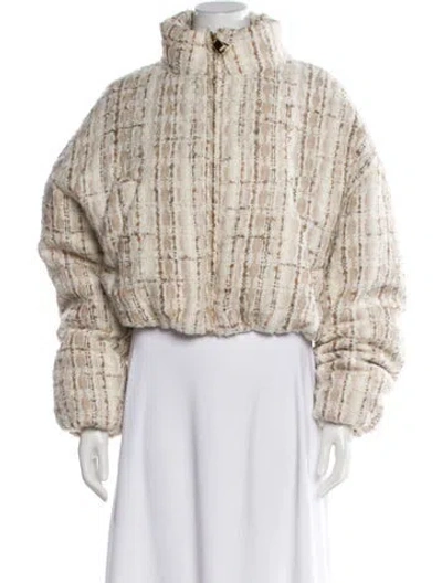 Pre-owned Khrisjoy Wool Tweed Pattern Down Jacket In Neutral