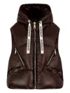 Khrisjoy Quilted Nylon Sleeveless Down Jacket With Hood In Brown