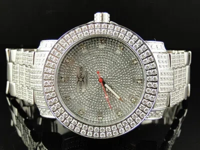 Pre-owned Khronos Mens White Ice 2 Row Bezel  Jojino Joe Rodeo Genuine Diamond Watch