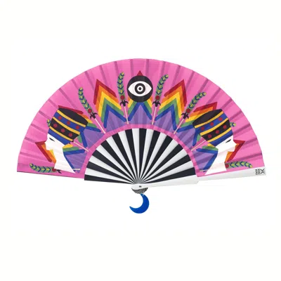 Khu Khu  Pink Nefertiti Sky Hand Fan