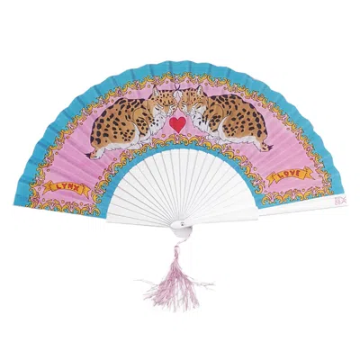 Khu Khu  Pink / Purple / Blue Love Lynxes Hand Fan In Multi