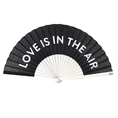 Khu Khu  White / Black Love Is In The Air Hand Fan