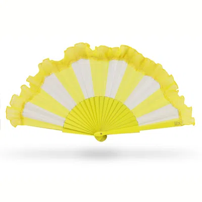Khu Khu  Yellow / Orange / White Tuscan Yellow Hand Fan In Yellow/orange/white