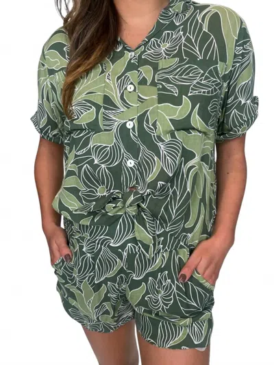 Khush Button Down Zariah Shirt In Tropical Green