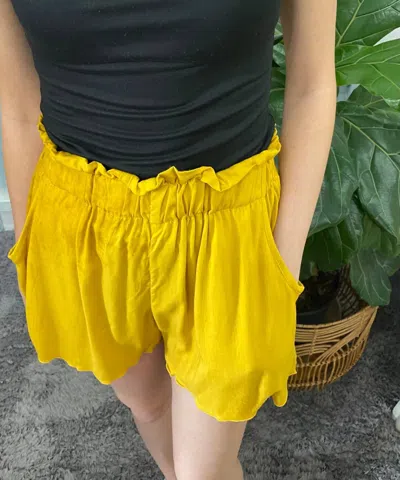 Khush Cozy Tie Dye Shorts In Mustard In Yellow
