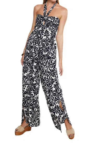 Khush Floral Halter Neck Jumpsuit In Black