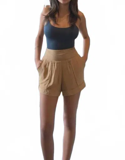 Khush Kanae Wide Waistband Shorts In Solid Lark In Brown