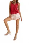 Khush Kira High Waist Shorts In White/red