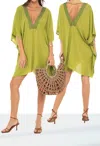 Khush Long Caftan Dress In Lou Lime In Multi