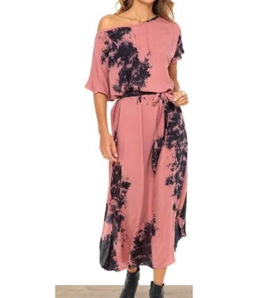 Khush Maika Caftan Dress In Tie Dye Slosh Rose In Pink