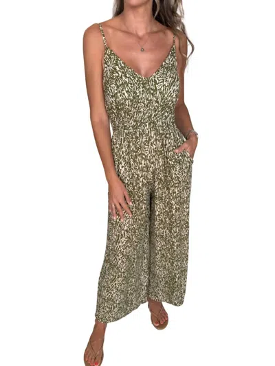 Khush Opal Jumpsuit In Woodsy Chive In Animal Print
