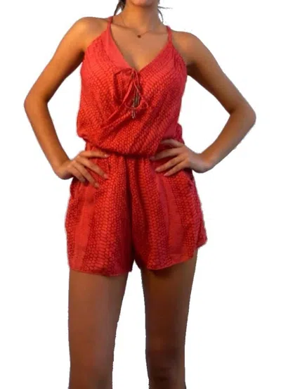 Khush Shore Tasseled Ties Romper In Fishskin Coral In Multi