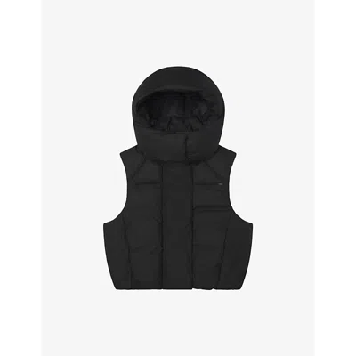 Khy Babies'  Womens Black Padded Oversized Boxy-fit Shell Hooded Puffer Vest