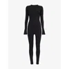 KHY KHY WOMEN'S BLACK ROUND-NECK LONG-SLEEVE STRETCH-COTTON CATSUIT