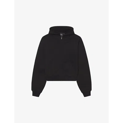 Khy Womens Black Zip-through Relaxed Fit Cotton-terry Hoody