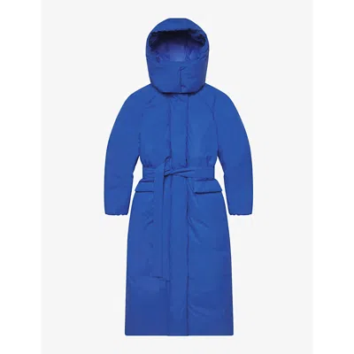 Khy Womens Cobalt Padded Oversized Boxy-fit Shell Hooded Puffer Coat