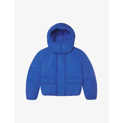 Khy Kids'  Womens Cobalt Padded Oversized Boxy-fit Shell Hooded Puffer Jacket