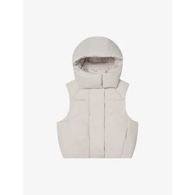 Khy Womens Stone Padded Oversized Boxy-fit Shell Hooded Puffer Vest