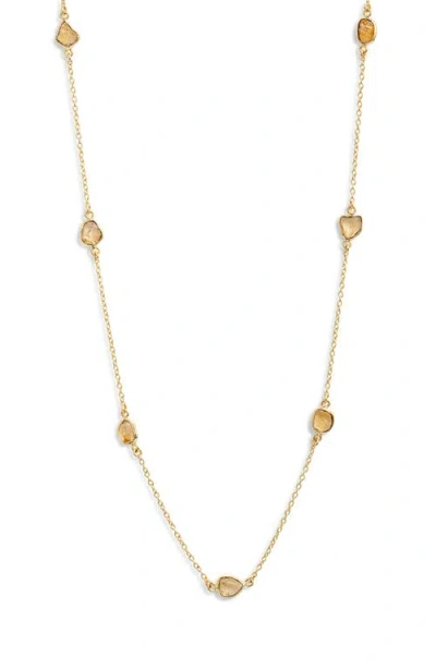 Ki-ele Citrine Station Long Necklace In Gold