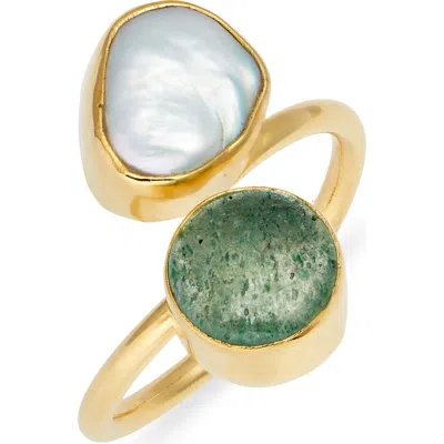 Ki-ele Pearl & Quartz Wrap Ring