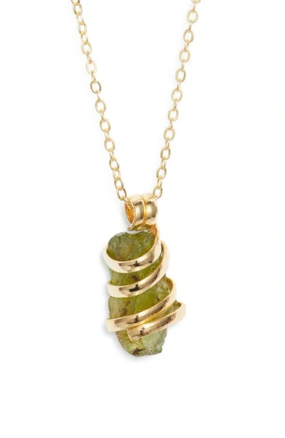 Ki-ele Wrapped Peridot Pendant Necklace In Gold