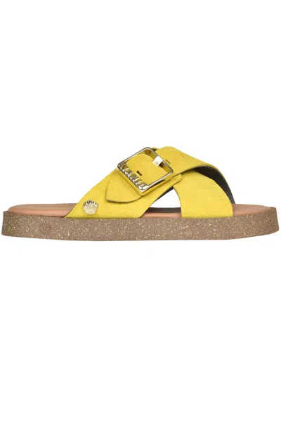 Kianid Suede Slides In Yellow