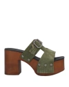 Kianid Woman Mules & Clogs Military Green Size 8 Leather In Green