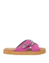 Kianid Woman Sandals Fuchsia Size 9 Leather, Textile Fibers In Pink