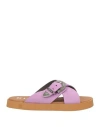 Kianid Woman Sandals Lilac Size 6 Leather, Textile Fibers In Purple