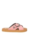 Kianid Woman Sandals Pink Size 9 Leather, Textile Fibers