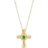 Kiara By Ki-ele Carmel Emerald Cross Pendant Necklace In Gold