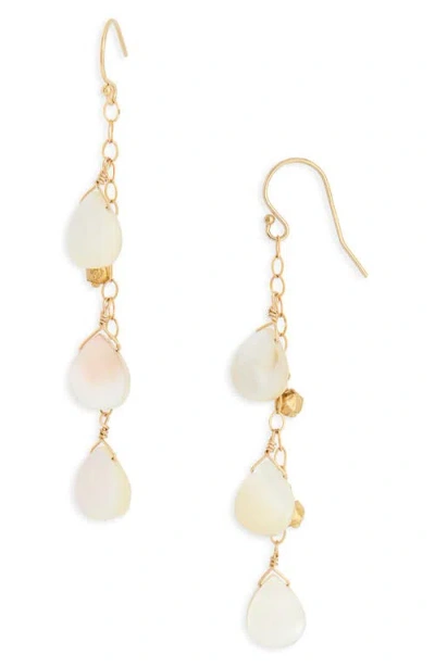 Kiara By Ki-ele Cilicia Mother-of-pearl Trio Drop Earrings In Multi