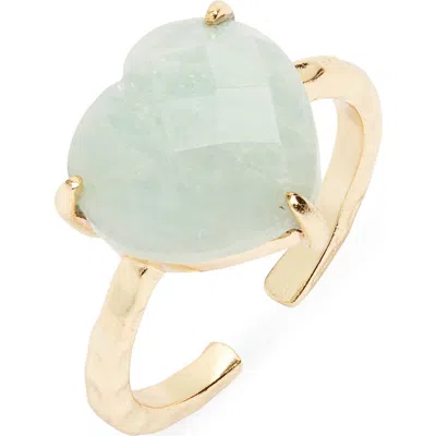 Kiara By Ki-ele Kelsie Heart Amazonite Cuff Ring In Gold