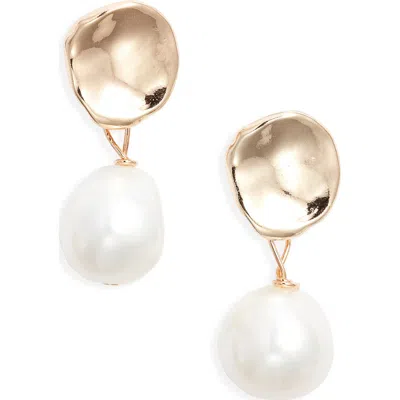 Kiara By Ki-ele Polly Freshwater Pearl Drop Earrings In Gold