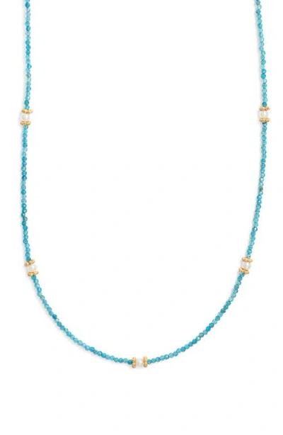 Kiara By Ki-ele Taylor Apatite & Freshwater Pearl Beaded Necklace In Blue