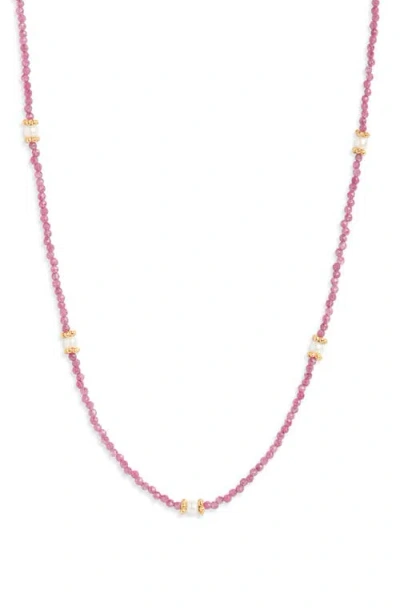 Kiara By Ki-ele Taylor Pearl & Ruby Beaded Necklace In Pink