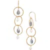 Kiara By Ki-ele Trinity Labradorite & Freshwater Pearl Drop Earrings In Gold