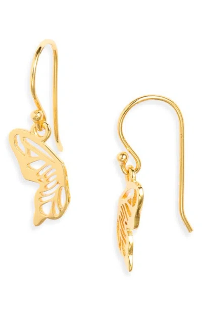 Kiara By Ki-ele Dainty Mariposa Wings Drop Earrings In Gold