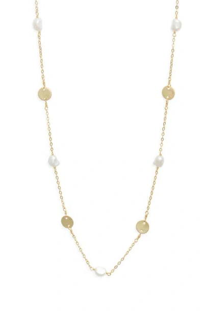 Kiara By Ki-ele Ella Freshwater Pearl Station Necklace In Gold