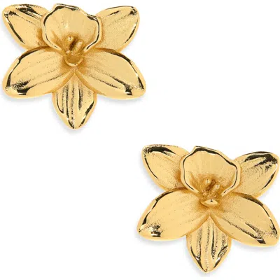 Kiara By Ki-ele Layla Orchid Stud Earrings In Gold