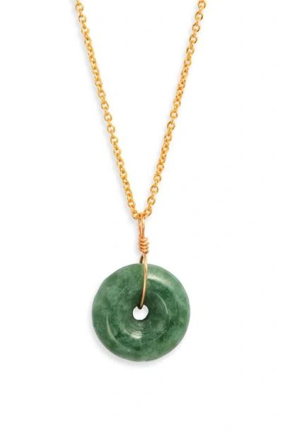 Kiara By Ki-ele Maia 18k Gold Vermeil Jade Pendant Necklace In Green