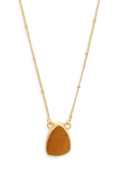 Kiara By Ki-ele Orion Tiger's Eye Pendant Necklace In Gold