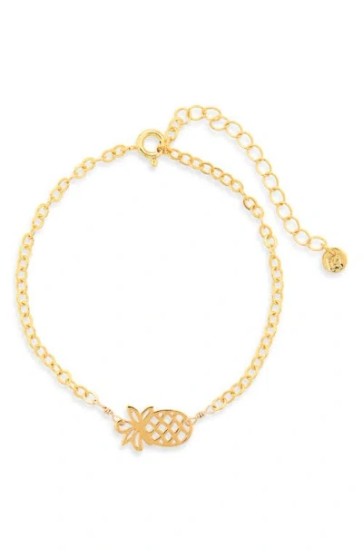 Kiara By Ki-ele Pineapple Charm Chain Bracelet In Gold