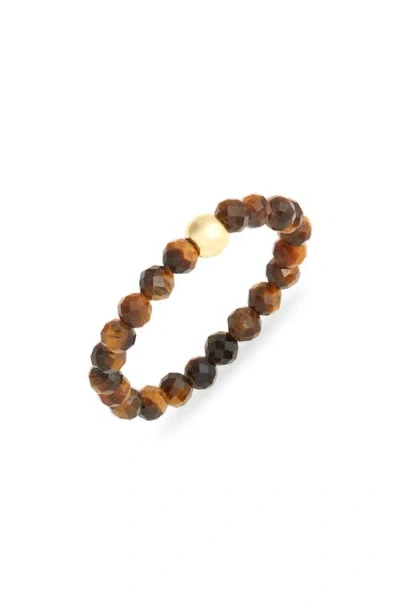 Kiara By Ki-ele Sai Tiger's Eye Stretch Ring In Brown
