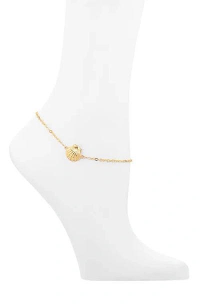 Kiara By Ki-ele Sunrise Shell Charm Chain Anklet In Gold