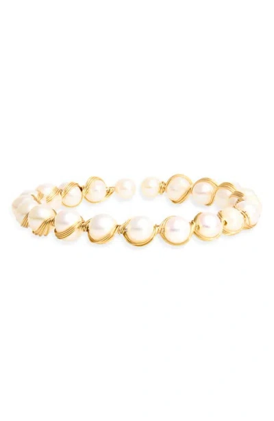 Kiara By Ki-ele Thyra Freshwater Pearl Wire Bracelet In Gold