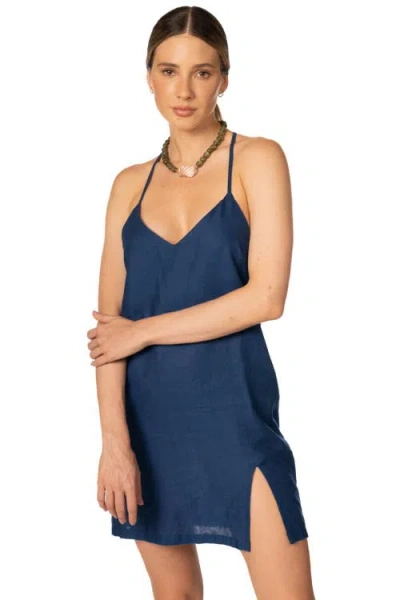 Kiby's Kids' Kibys Sacred Sun Heli Embellished Linen Mini Dress In Blue